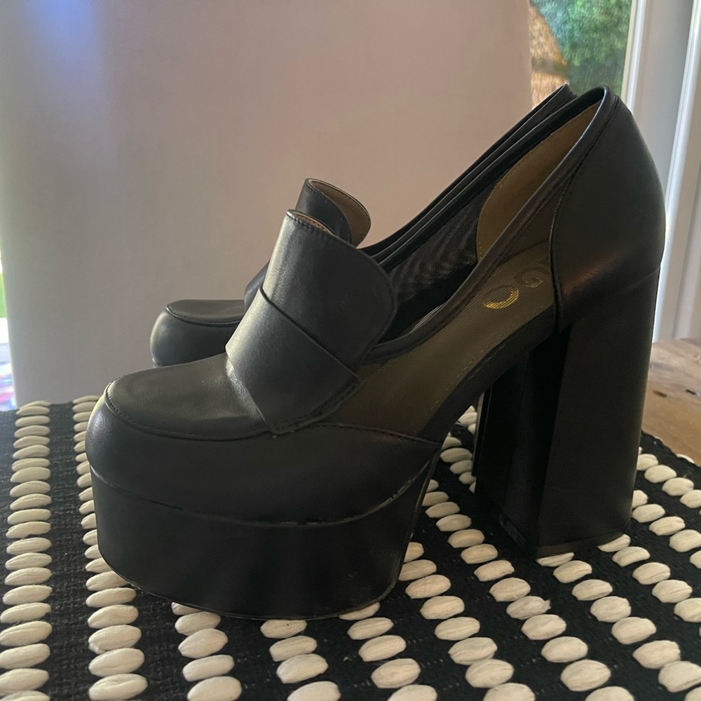 Platform chunky penny loafer shoes